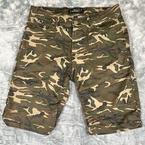 NickDanger Camo Cargo Shorts Size 36 Army Green Brown Multiple Pockets